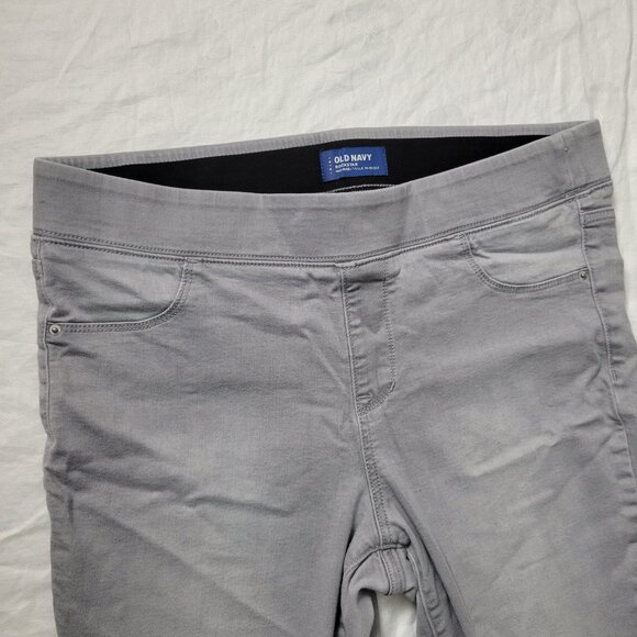 Old Navy Rockstar Mid Rise 14 Jeans Gray Pull on cozy grunge edgy Women classic - Picture 3 of 11